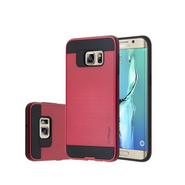 Galaxy S7 Edge Case Z-Roya Meister Brushed Metal Texture Slim Fit red